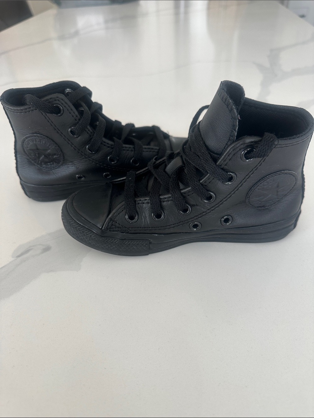 Converse Kids Black High Top Leather Sneakers